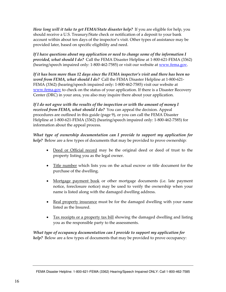 FEMA 545 - Help After a Disaster: Applicants Guide to the Individuals  Households Program, Page 20