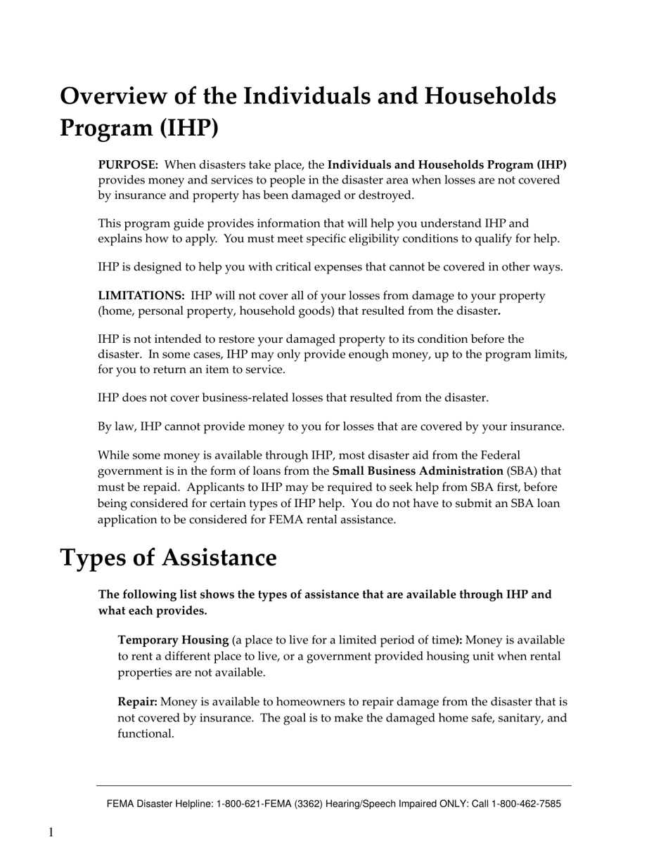FEMA 545 - Help After a Disaster: Applicants Guide to the Individuals  Households Program, Page 5