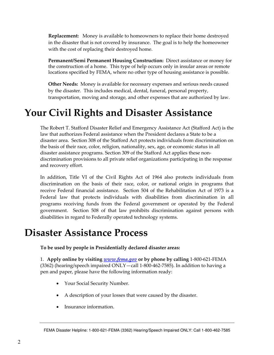FEMA 545 - Help After a Disaster: Applicants Guide to the Individuals  Households Program, Page 6