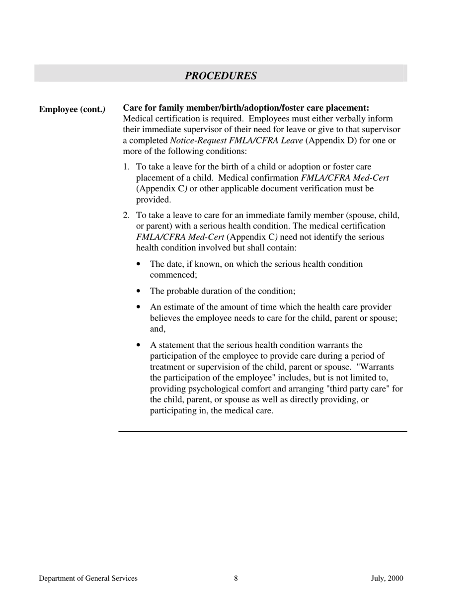 Family and Medical Leave Act and California Family Rights Act Fmla / Cfra Policy and Procedures - California, Page 10