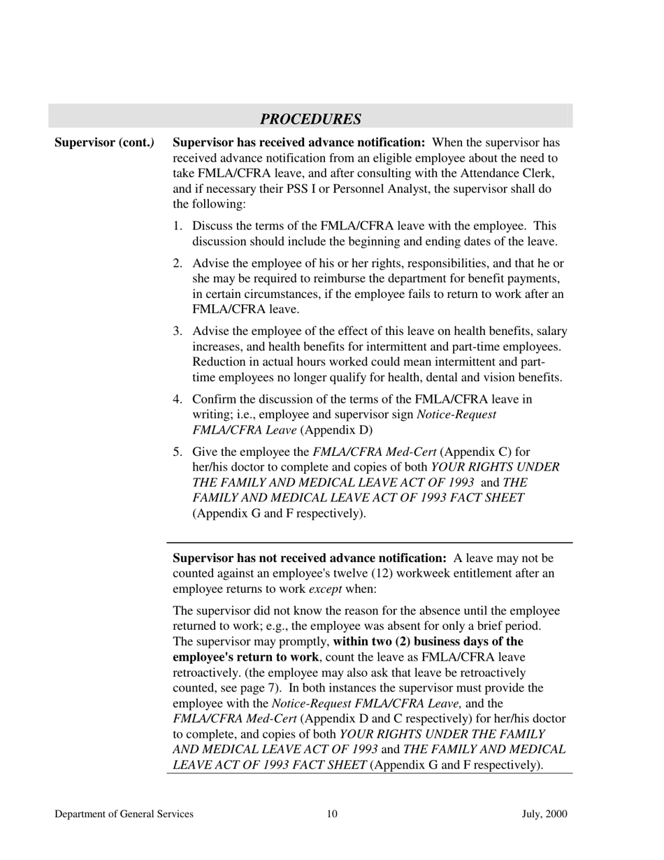 Family and Medical Leave Act and California Family Rights Act Fmla / Cfra Policy and Procedures - California, Page 12