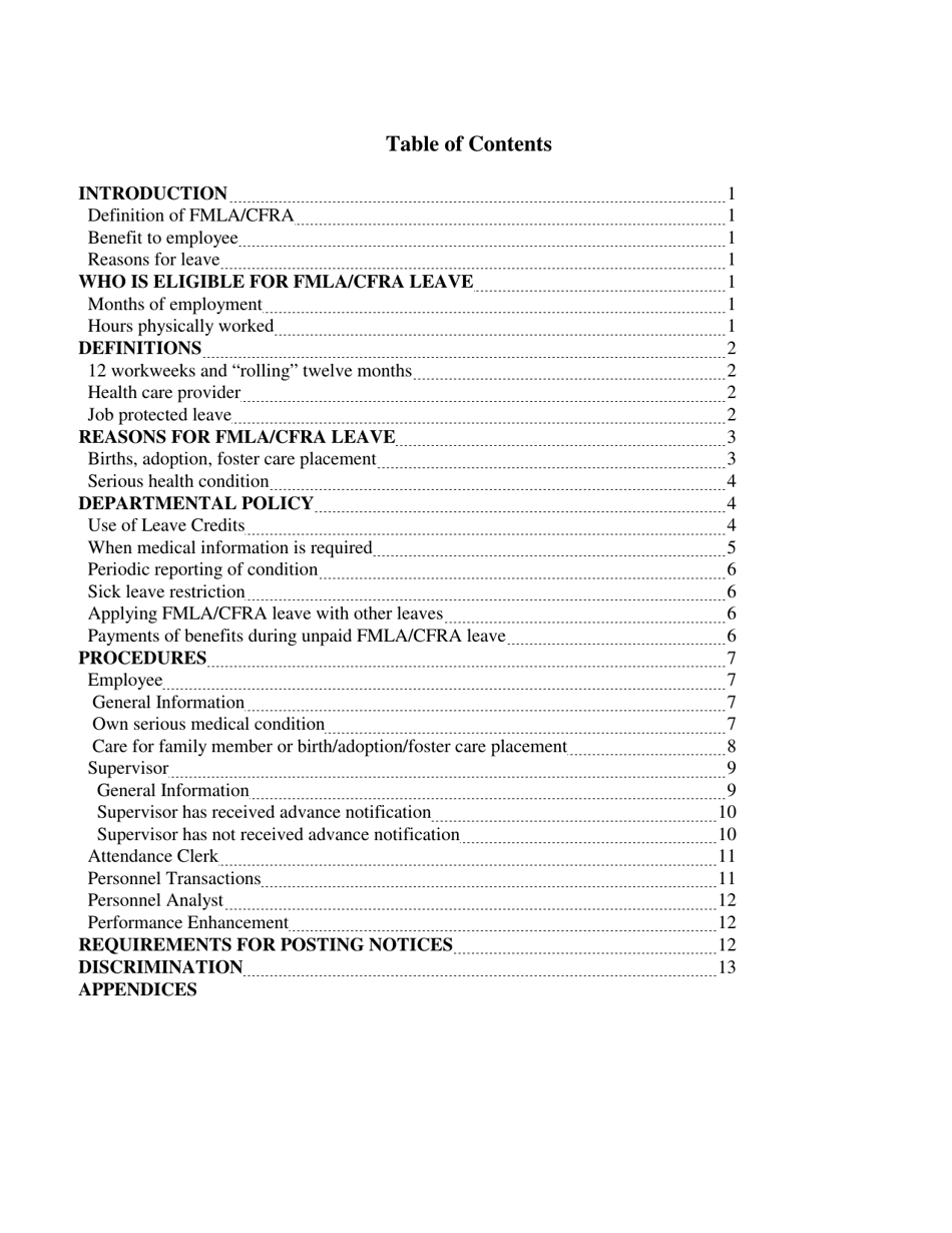 Family and Medical Leave Act and California Family Rights Act Fmla / Cfra Policy and Procedures - California, Page 2