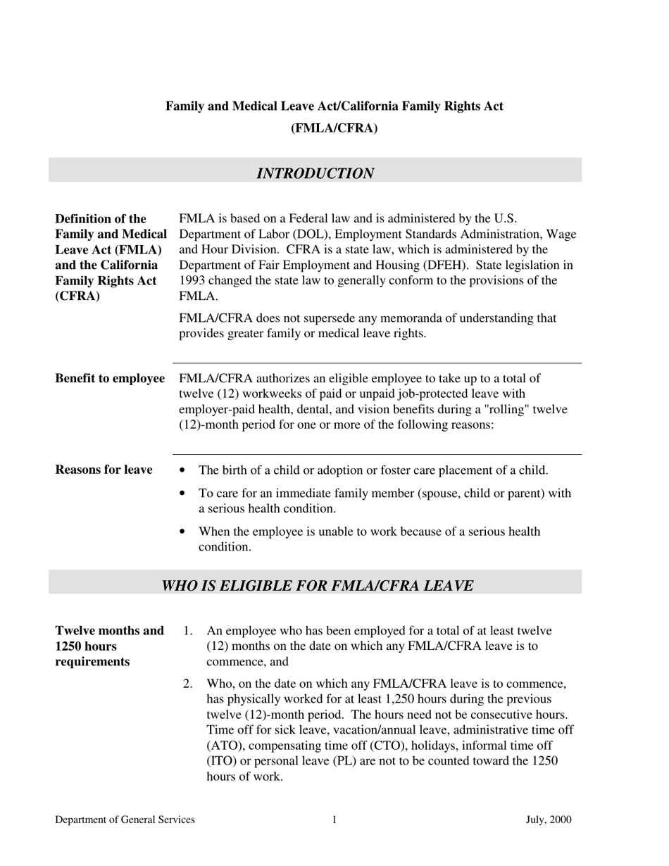 Family and Medical Leave Act and California Family Rights Act Fmla / Cfra Policy and Procedures - California, Page 3