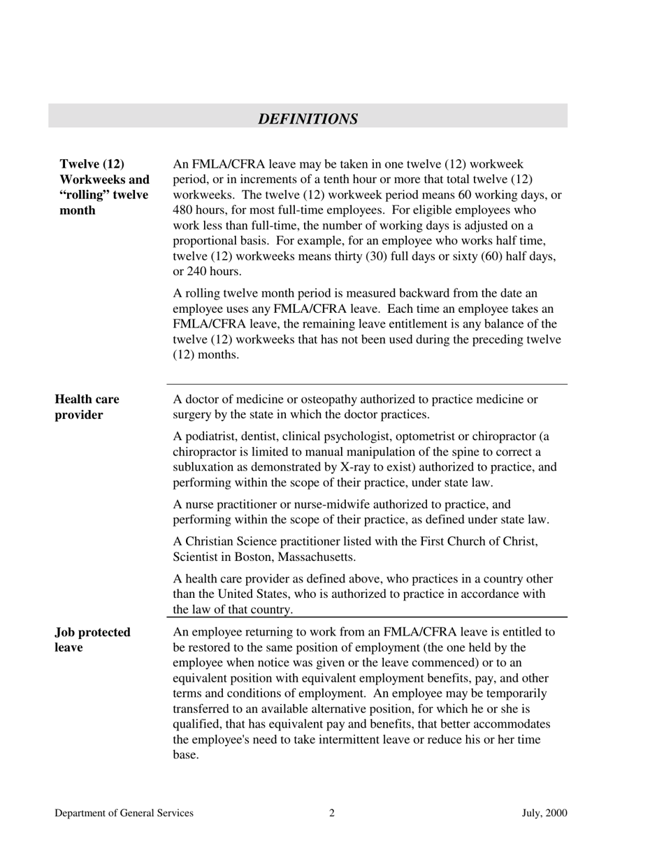 Family and Medical Leave Act and California Family Rights Act Fmla / Cfra Policy and Procedures - California, Page 4