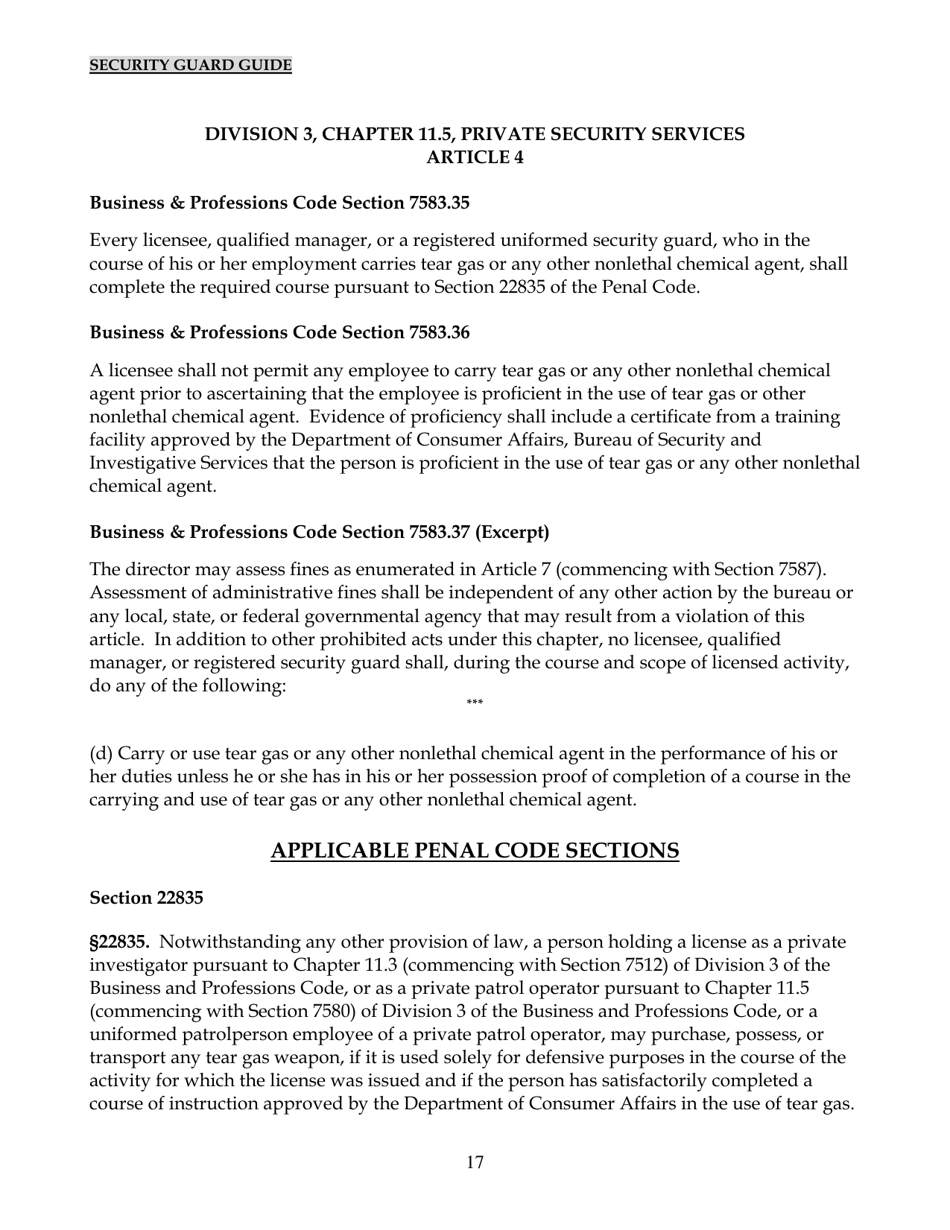 Security Guard Guide - California, Page 17