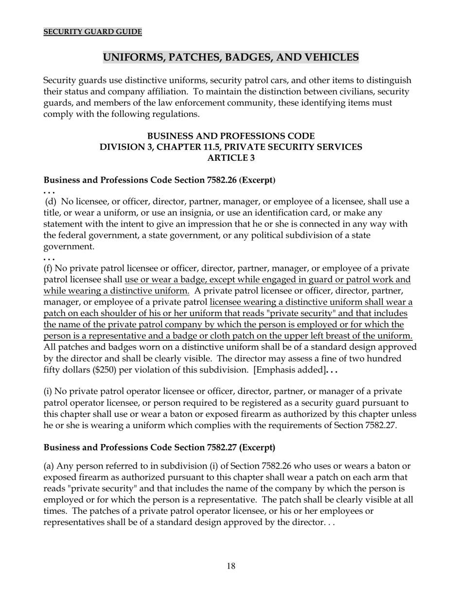 Security Guard Guide - California, Page 18