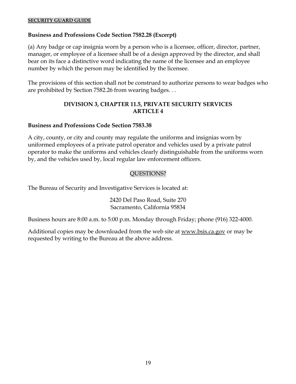 Security Guard Guide - California, Page 19