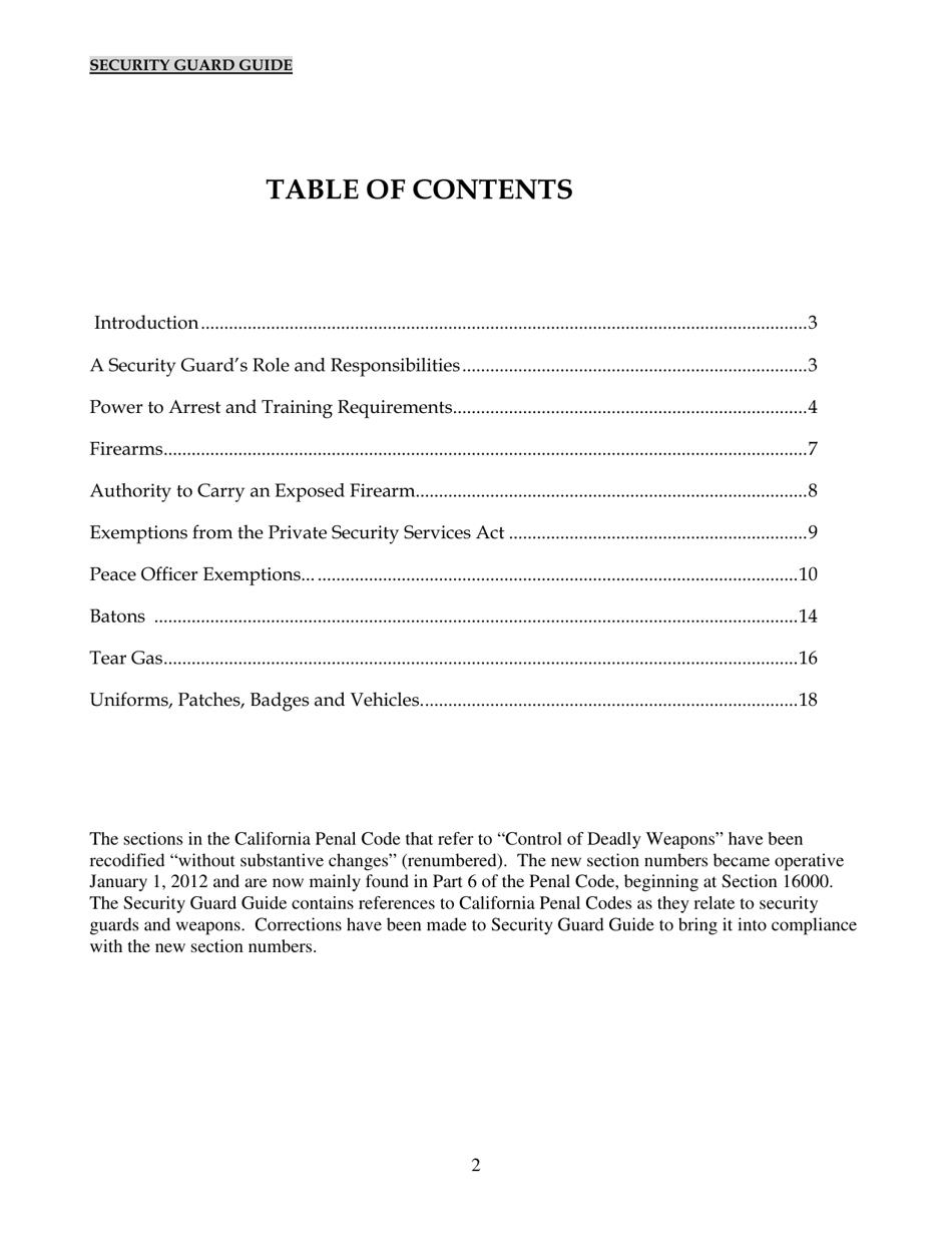 Security Guard Guide - California, Page 2