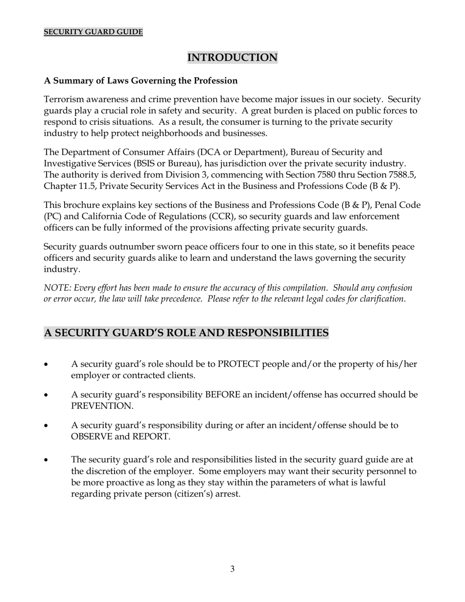 Security Guard Guide - California, Page 3