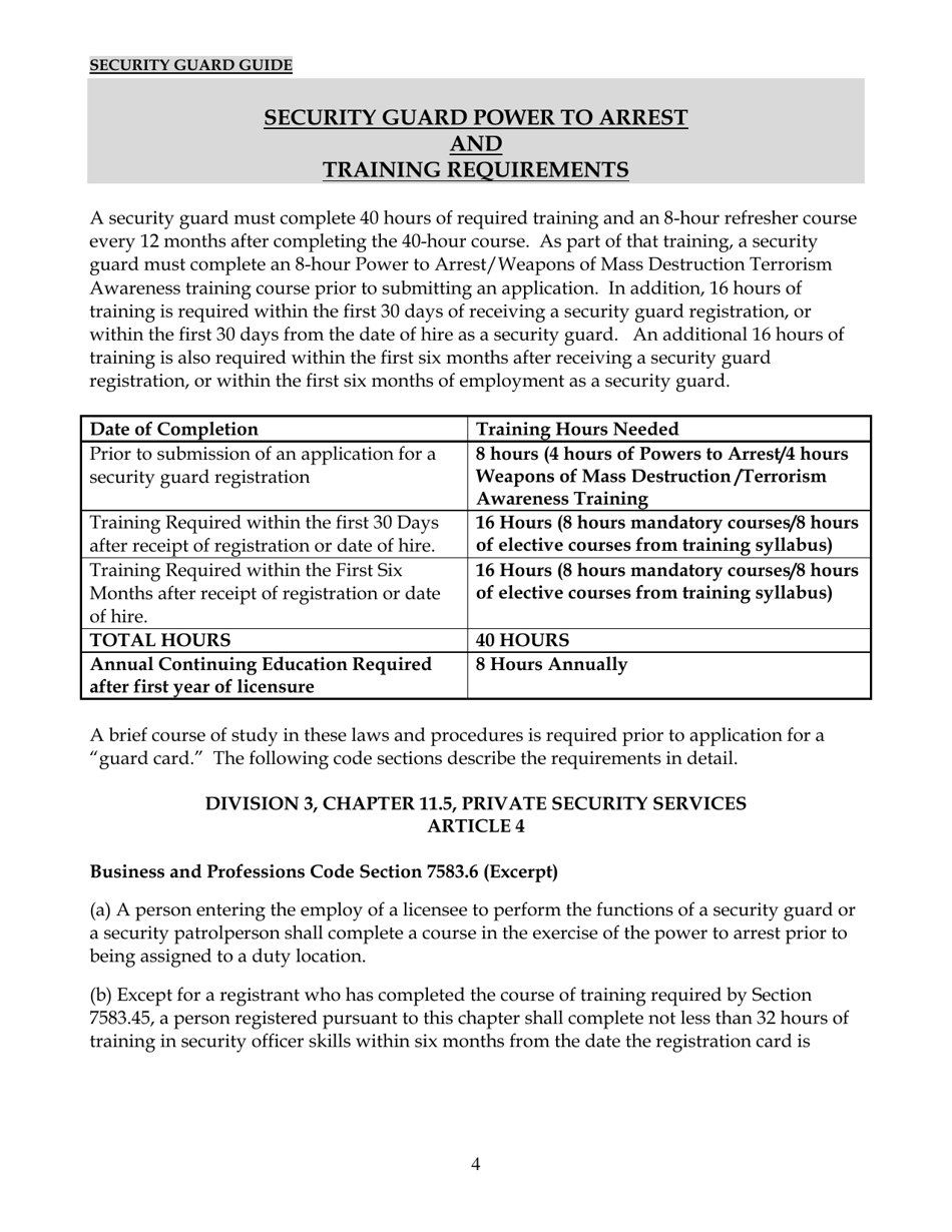 Security Guard Guide - California, Page 4