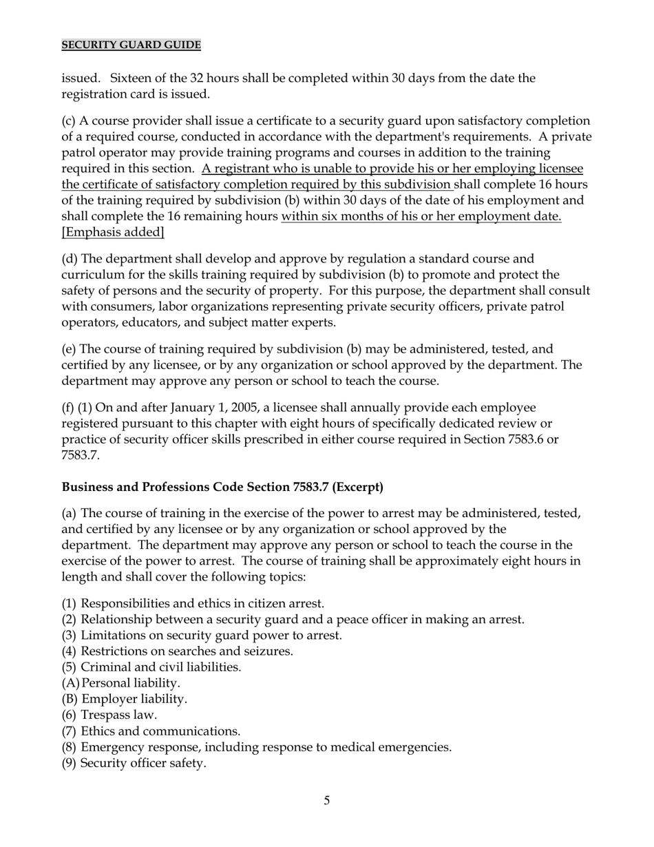 Security Guard Guide - California, Page 5