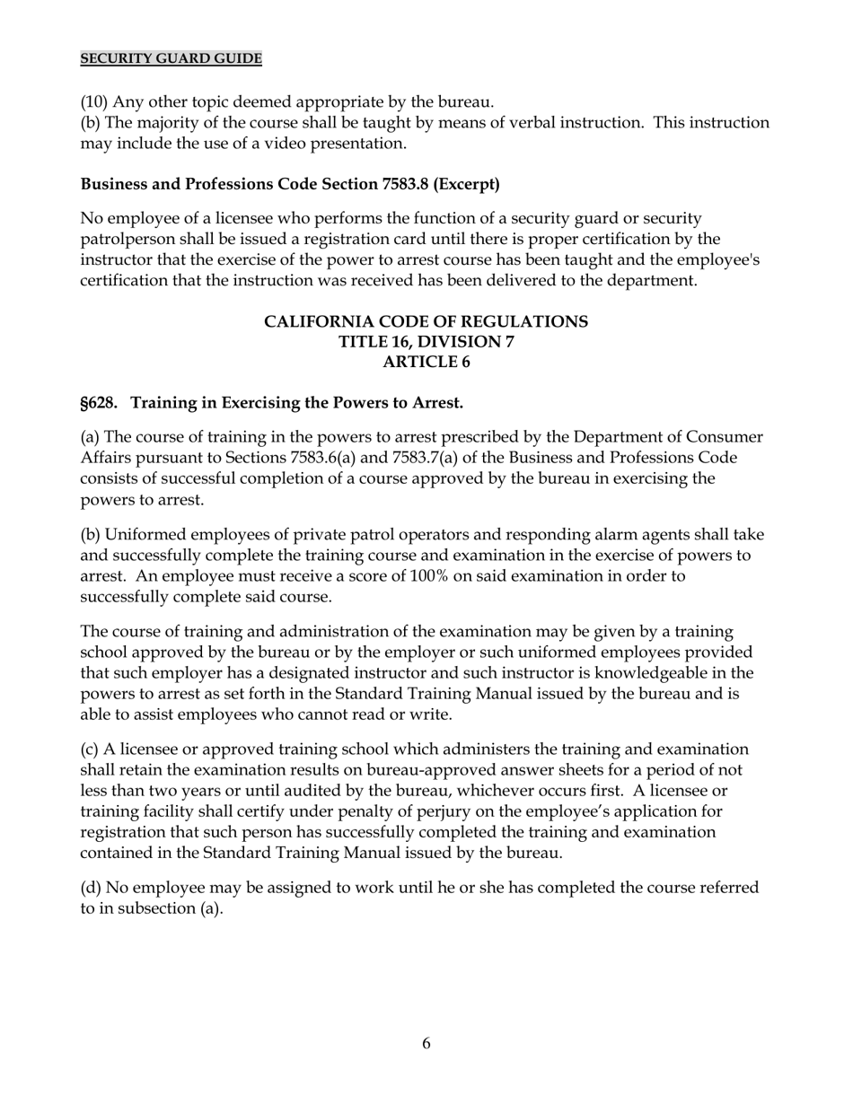 Security Guard Guide - California, Page 6