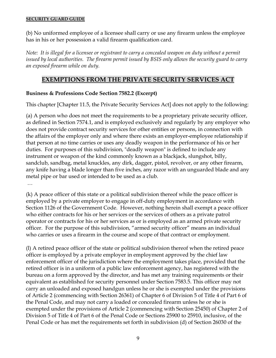 Security Guard Guide - California, Page 9