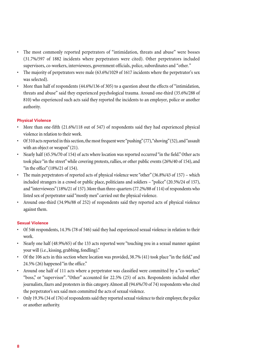 Violence and Harassment Against Women in the News Media: a Global Picture - International Womens Media Foundation, Page 10