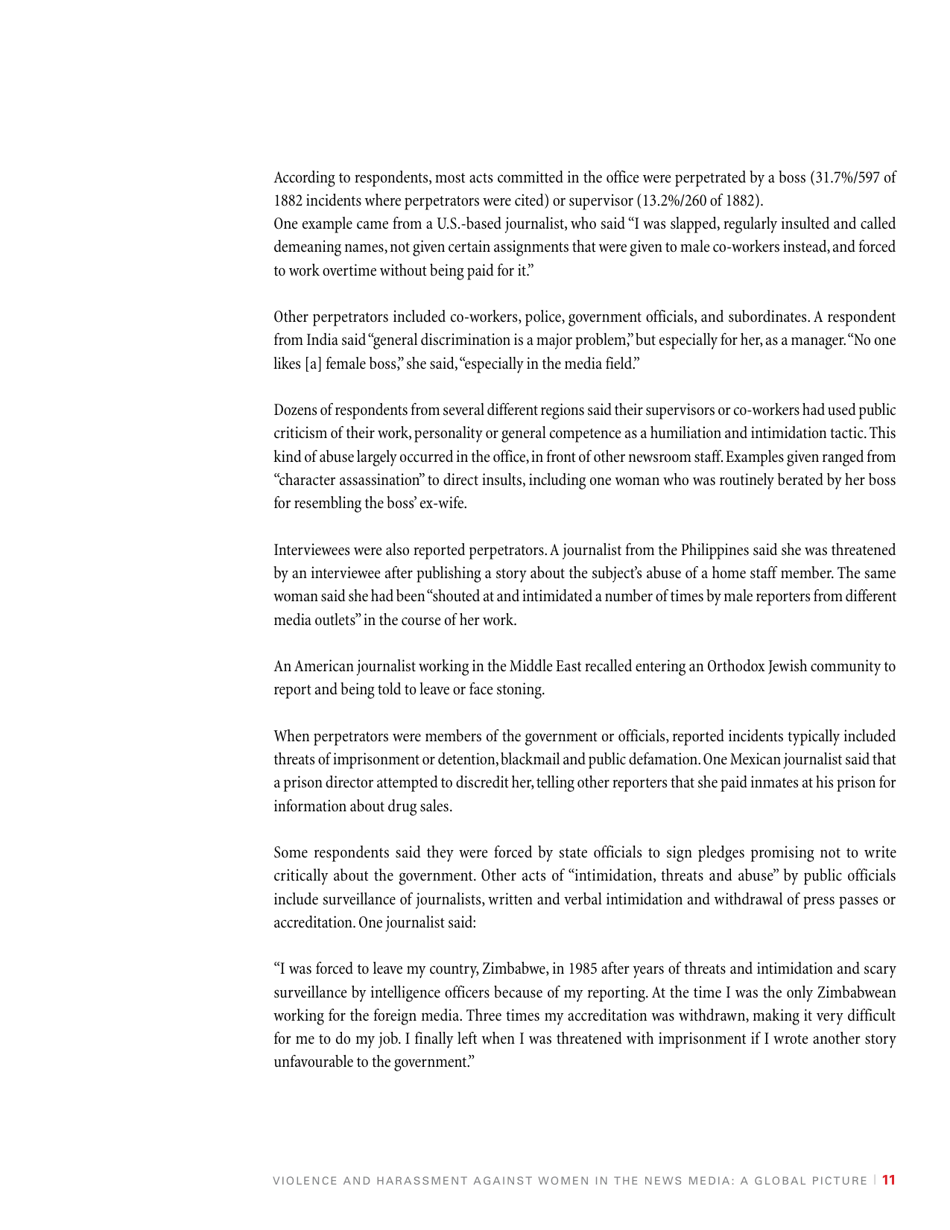 Violence and Harassment Against Women in the News Media: a Global Picture - International Womens Media Foundation, Page 13