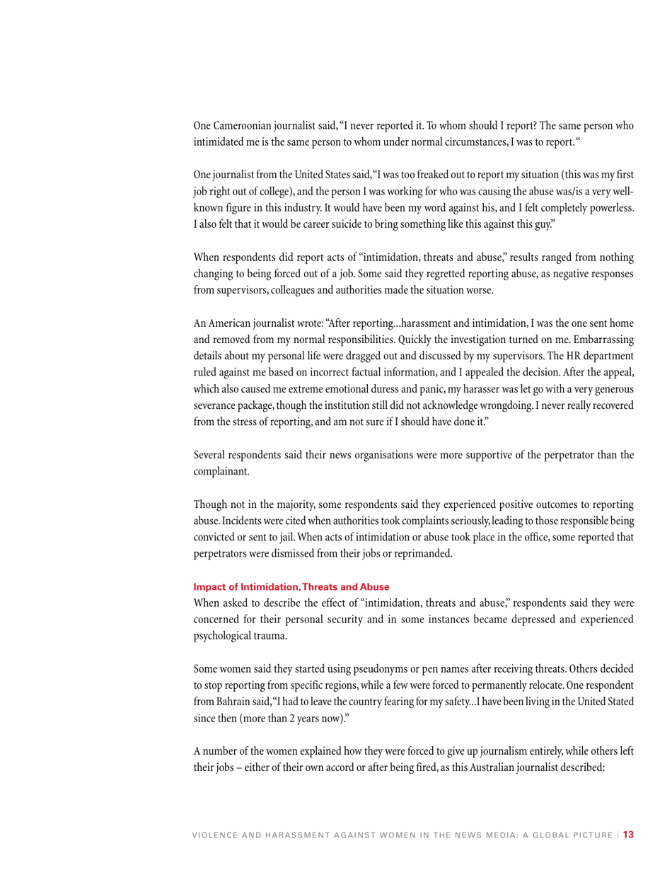 Violence and Harassment Against Women in the News Media: a Global Picture - International Womens Media Foundation, Page 15