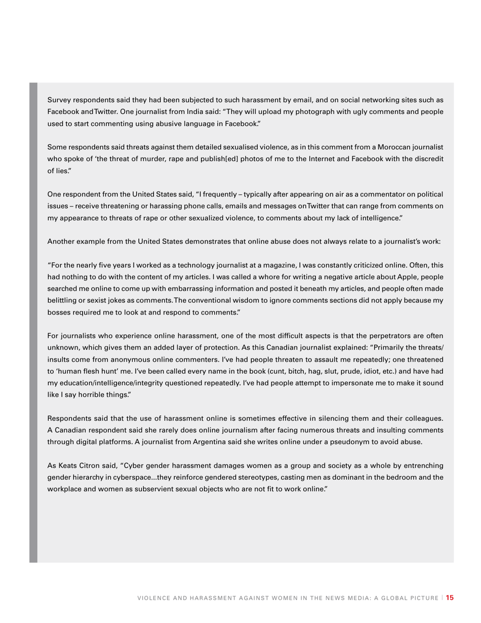 Violence and Harassment Against Women in the News Media: a Global Picture - International Womens Media Foundation, Page 17
