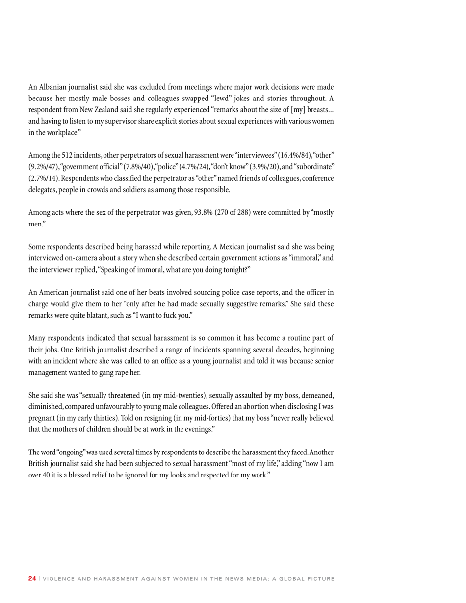 Violence and Harassment Against Women in the News Media: a Global Picture - International Womens Media Foundation, Page 26