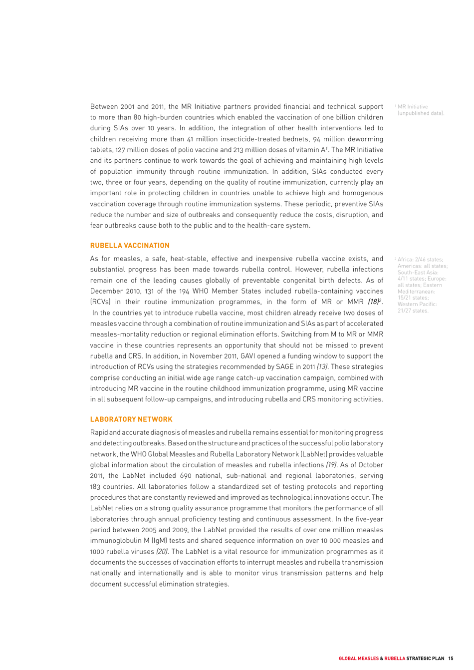 Global Measles and Rubella Strategic Plan: 2012 - 2020, Page 15