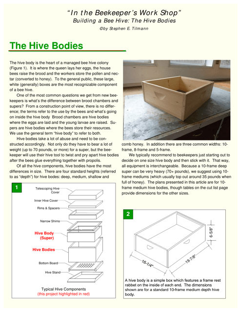 In the Beekeeper's Work Shop Building a Bee Hive: the Hive Bodies