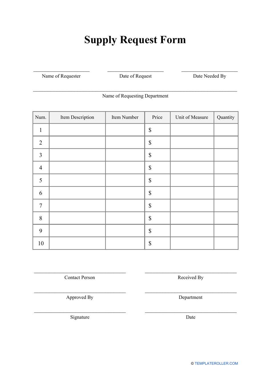 Supply Request Form Fill Out Sign Online And Download PDF