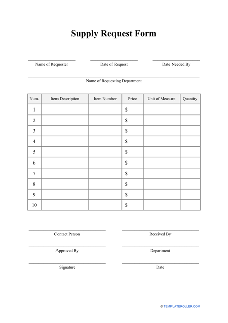 Supply Request Form Download Printable Pdf Templateroller