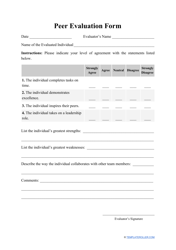 Document preview: Peer Evaluation Form