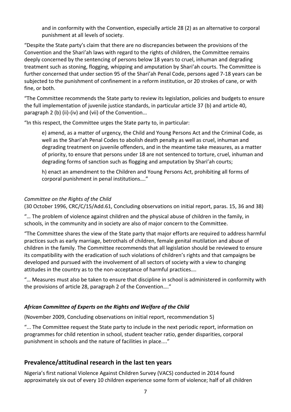 Corporal Punishment of Children in Nigeria - Global Initiative to End All Corporal Punishment of Children, Page 7