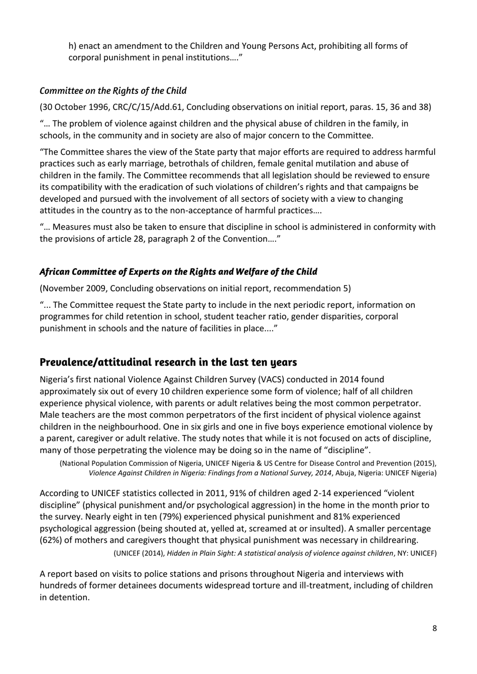 Corporal Punishment of Children in Nigeria - Global Initiative to End All Corporal Punishment of Children, Page 8