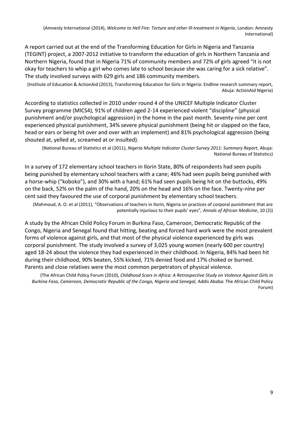 Corporal Punishment of Children in Nigeria - Global Initiative to End All Corporal Punishment of Children, Page 9