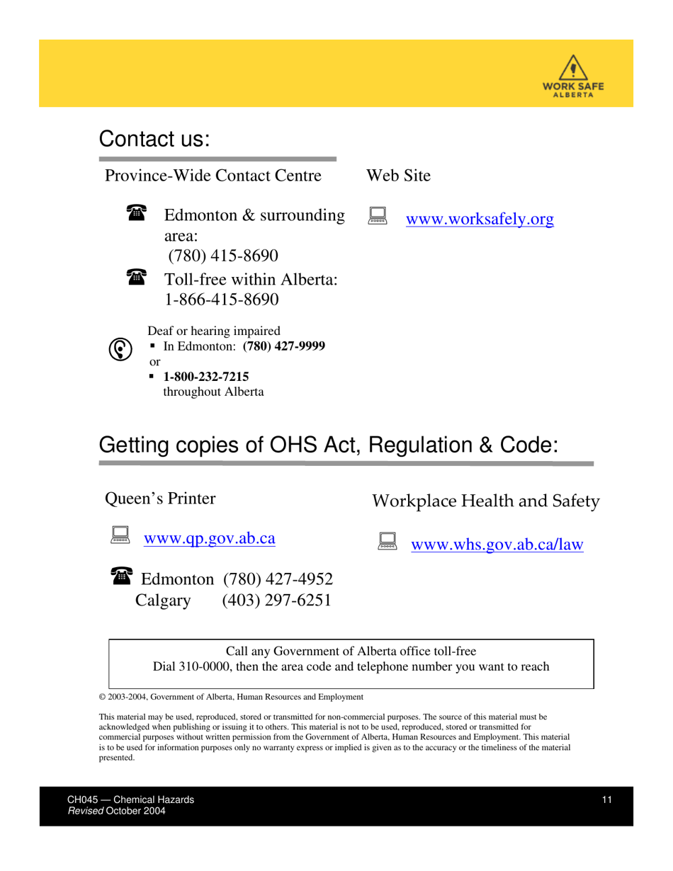Form CH045 Health Effects From Exposure to Wood Dust - Alberta, Canada, Page 11