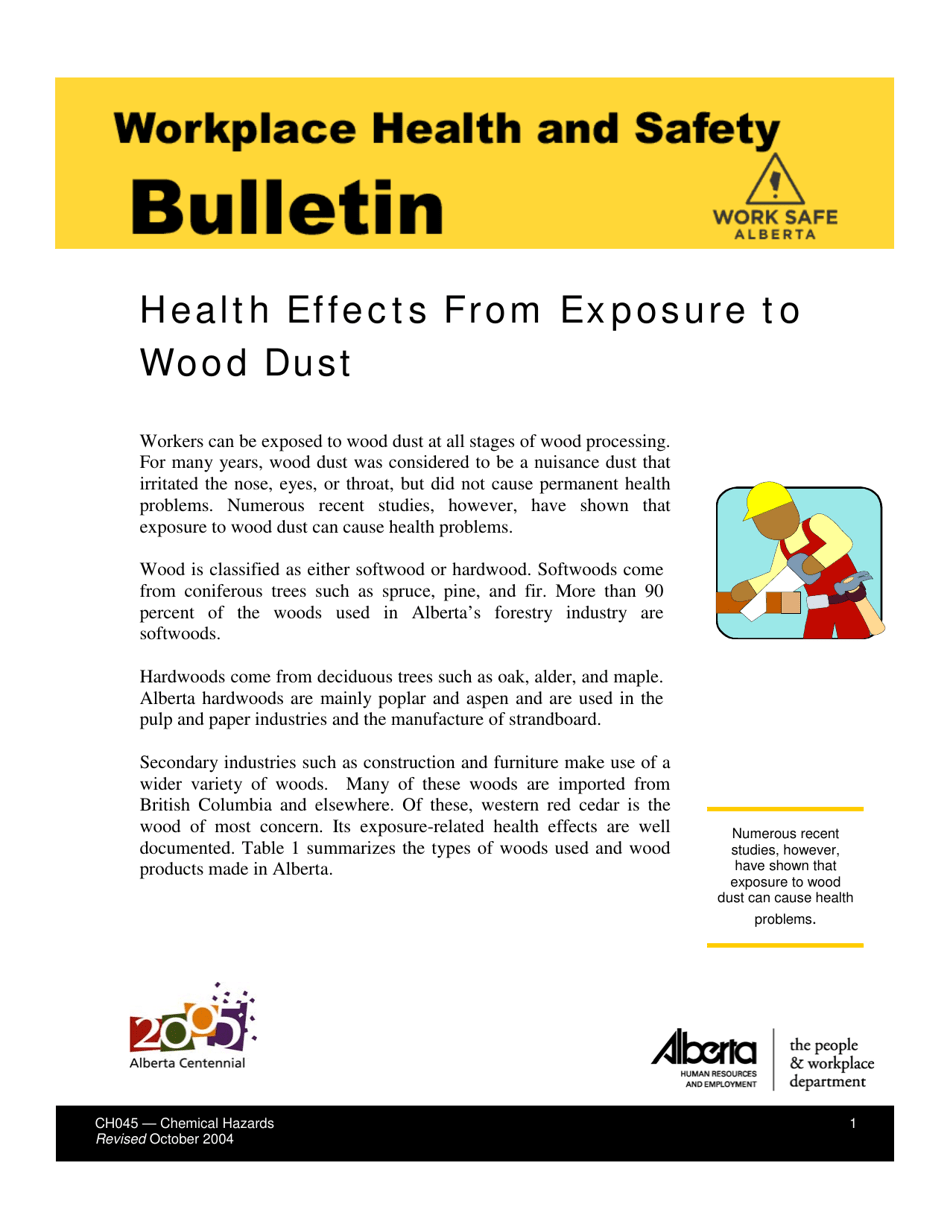 Form CH045 Health Effects From Exposure to Wood Dust - Alberta, Canada, Page 1