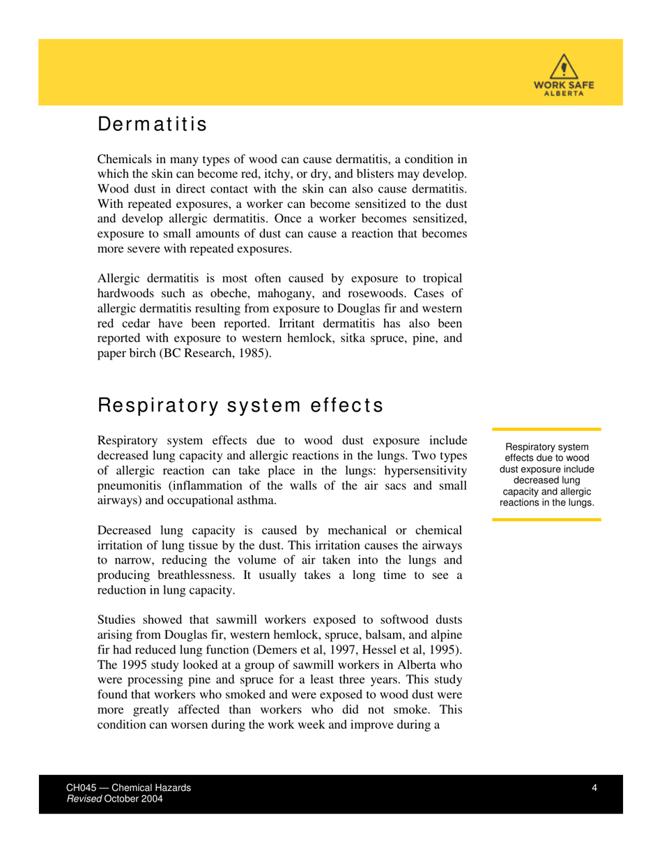 Form CH045 Health Effects From Exposure to Wood Dust - Alberta, Canada, Page 4