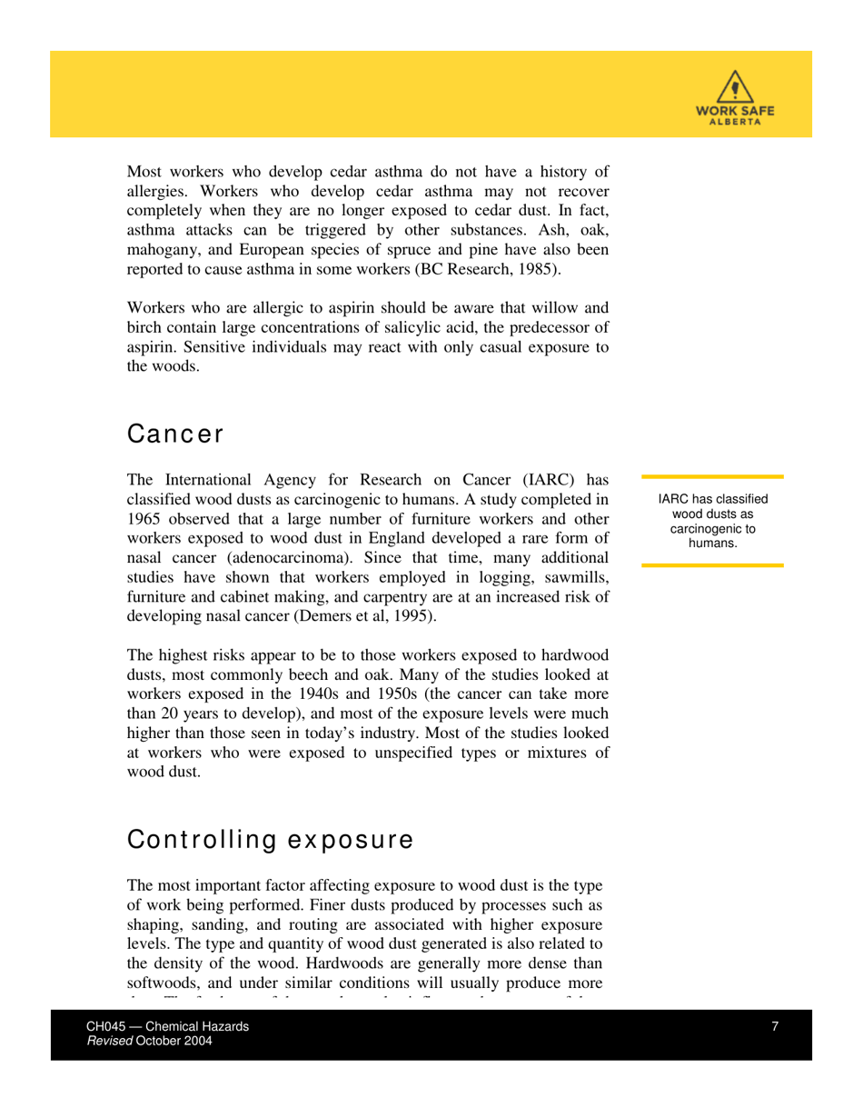 Form CH045 Health Effects From Exposure to Wood Dust - Alberta, Canada, Page 7