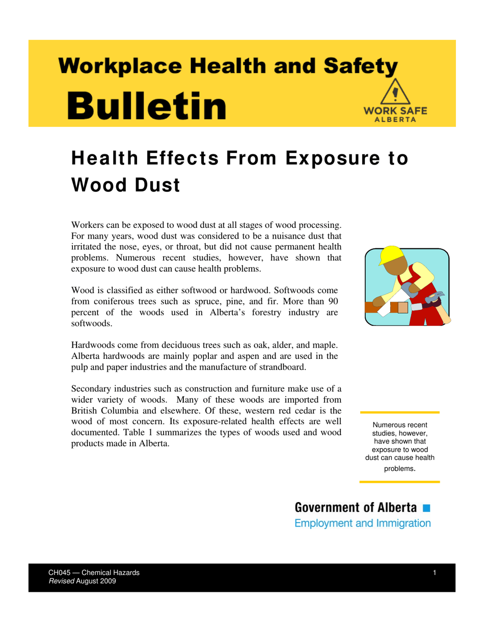 Form CH045 Health Effects From Exposure to Wood Dust - Alberta, Canada, Page 1