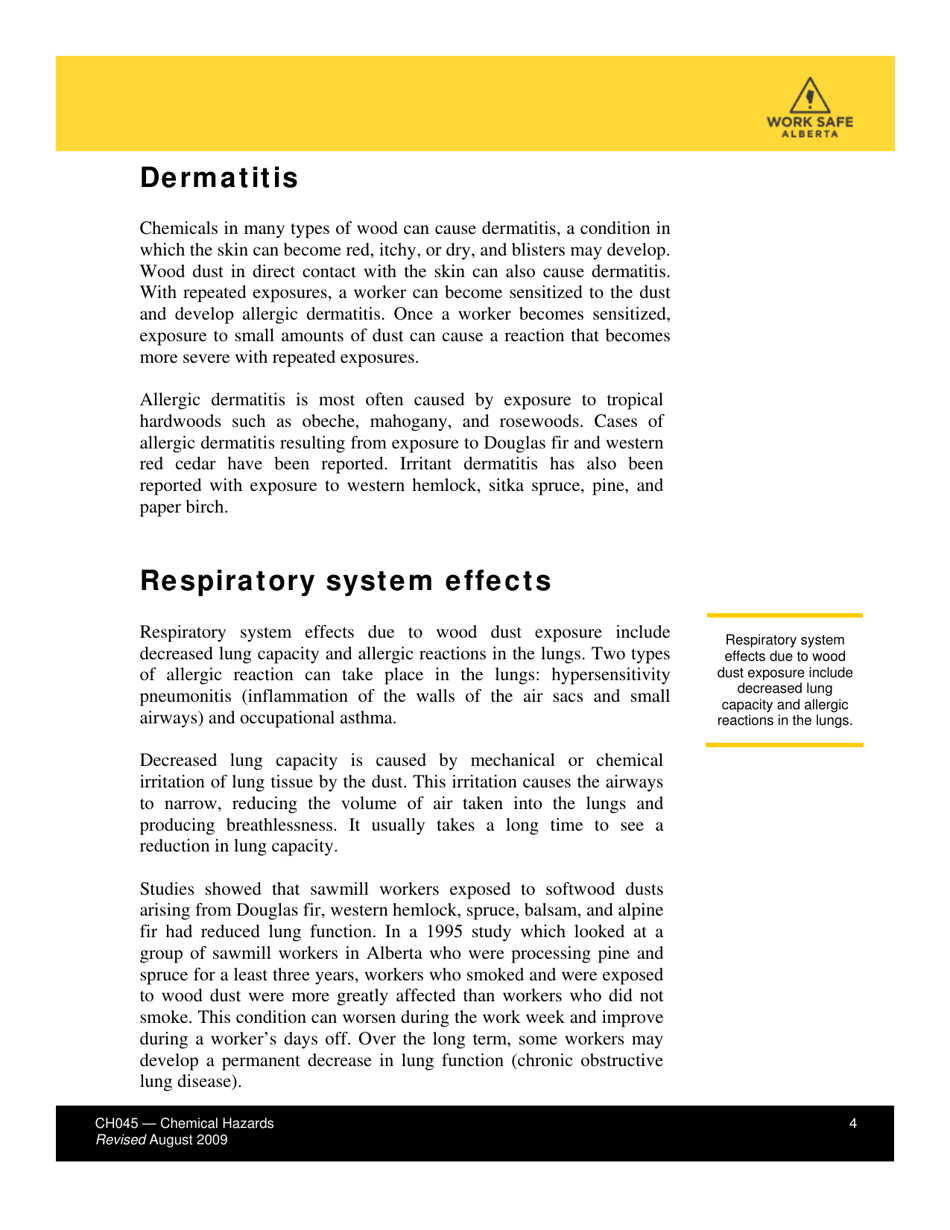 Form CH045 Health Effects From Exposure to Wood Dust - Alberta, Canada, Page 4