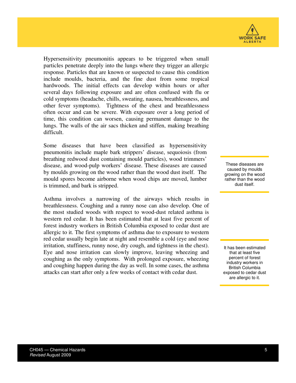 Form CH045 Health Effects From Exposure to Wood Dust - Alberta, Canada, Page 5