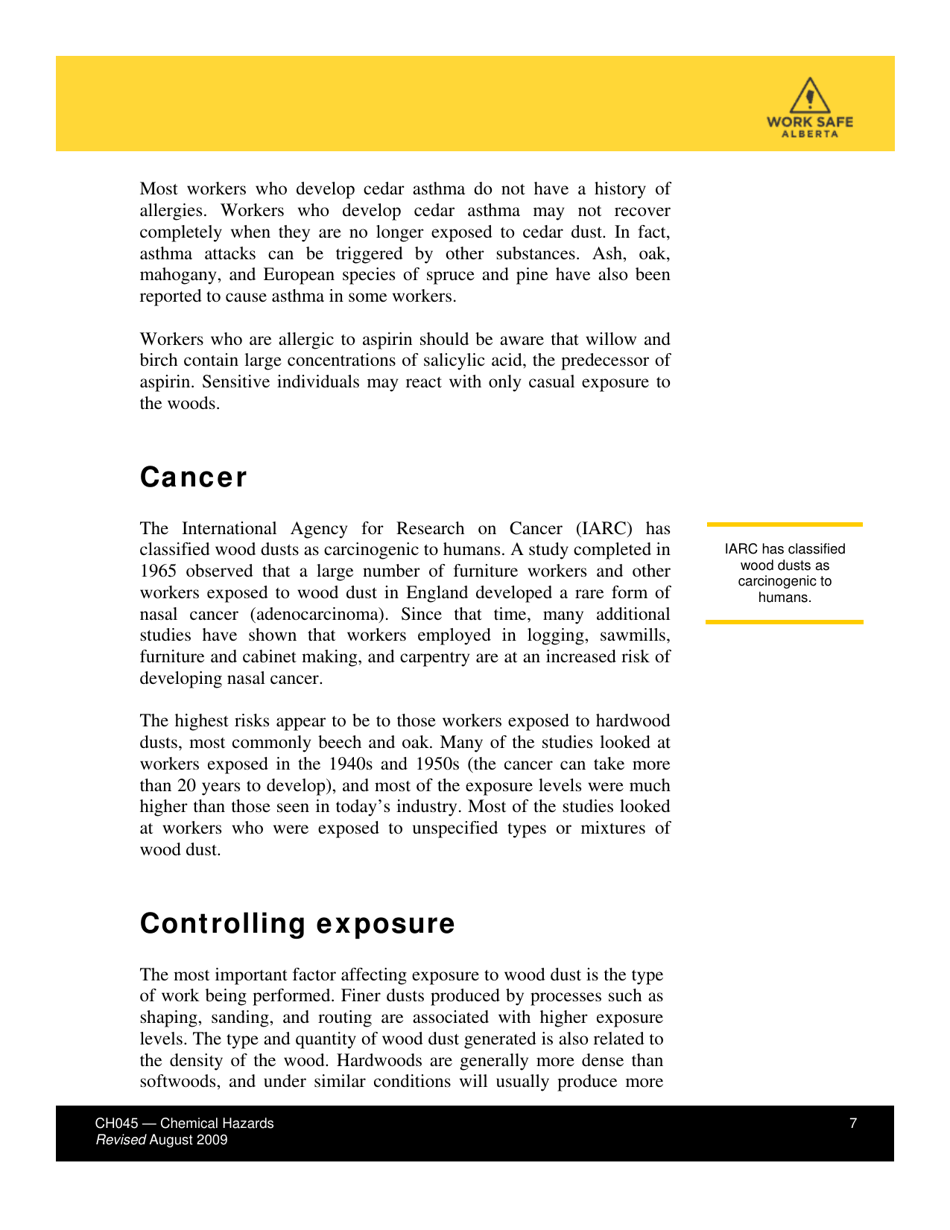 Form CH045 Health Effects From Exposure to Wood Dust - Alberta, Canada, Page 7