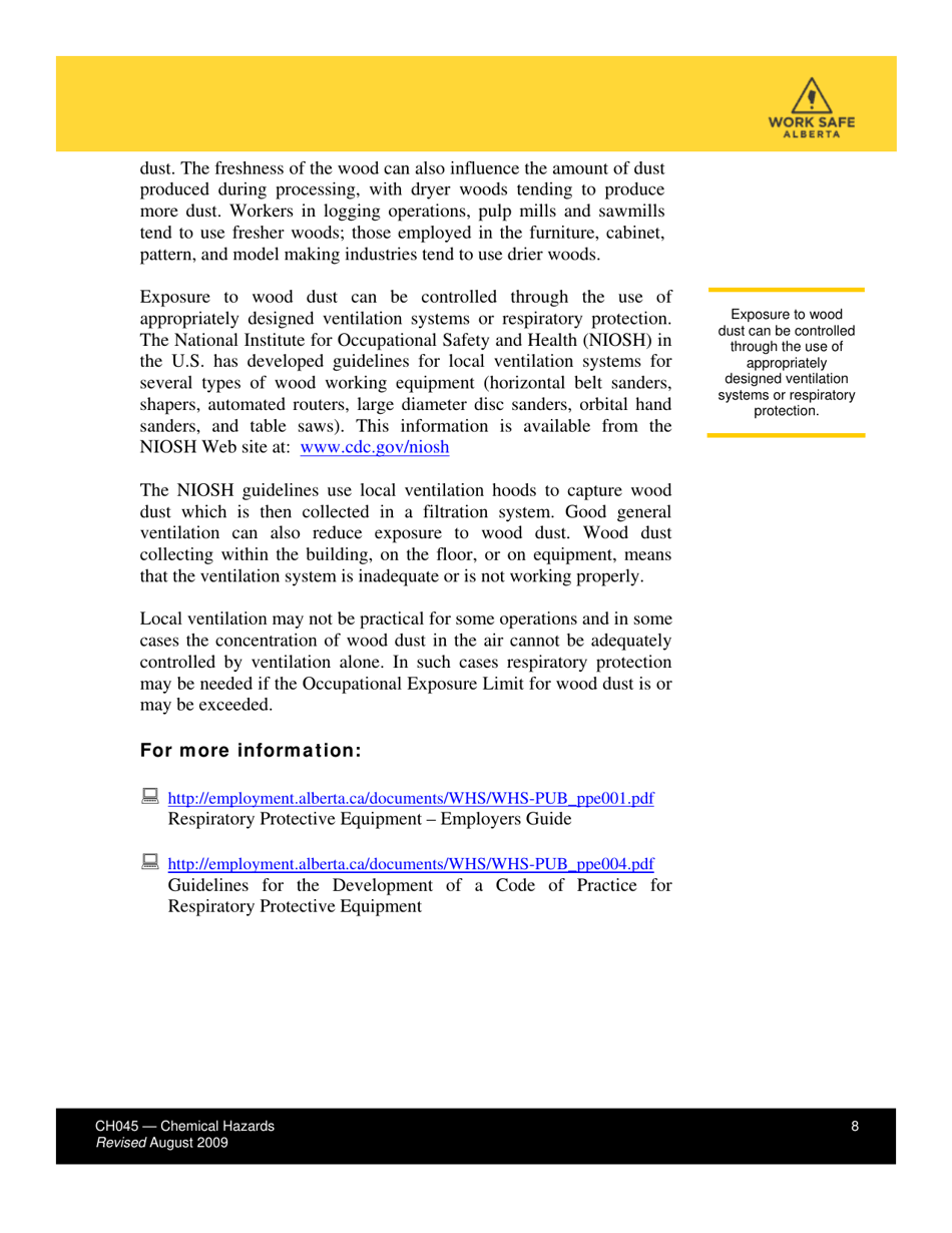 Form CH045 Health Effects From Exposure to Wood Dust - Alberta, Canada, Page 8
