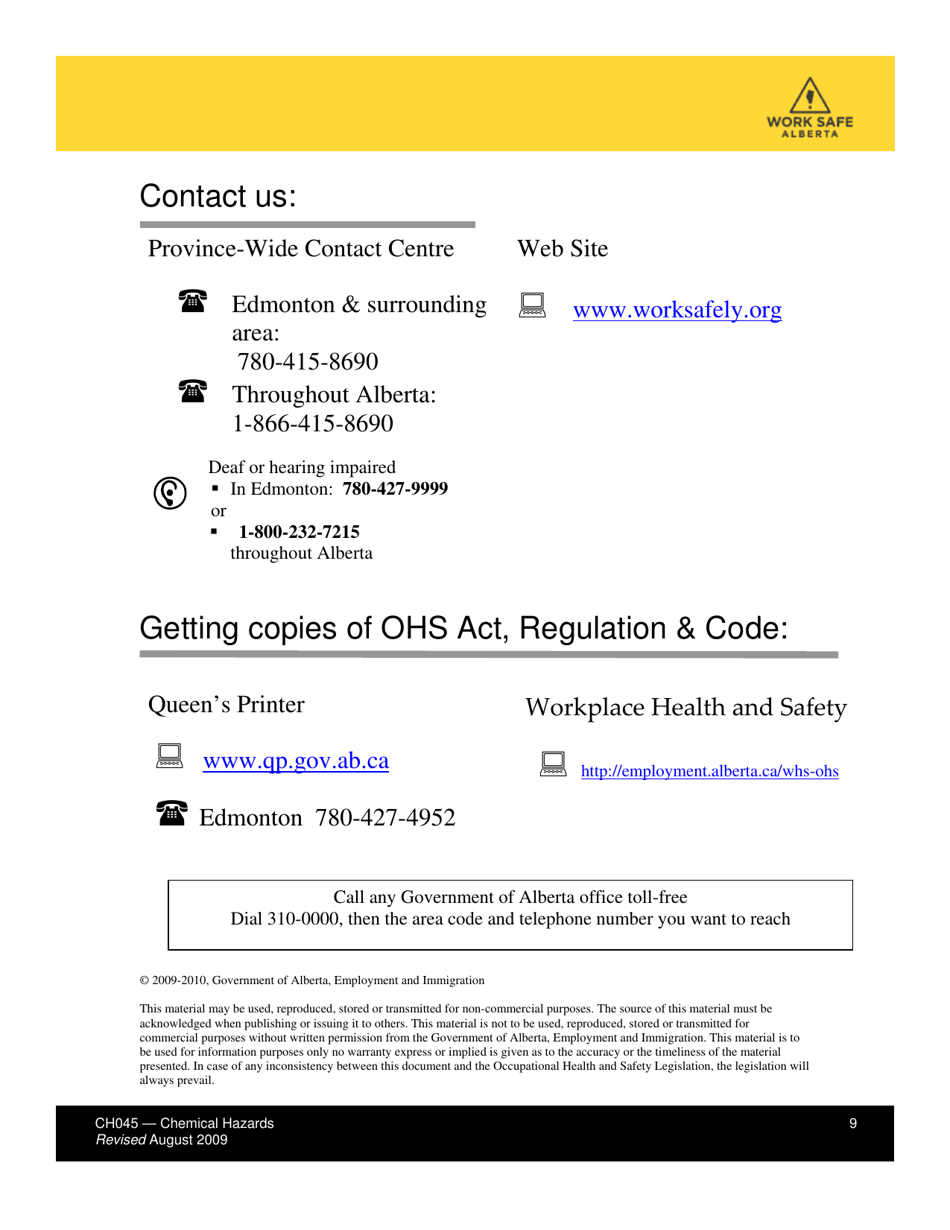 Form CH045 Health Effects From Exposure to Wood Dust - Alberta, Canada, Page 9