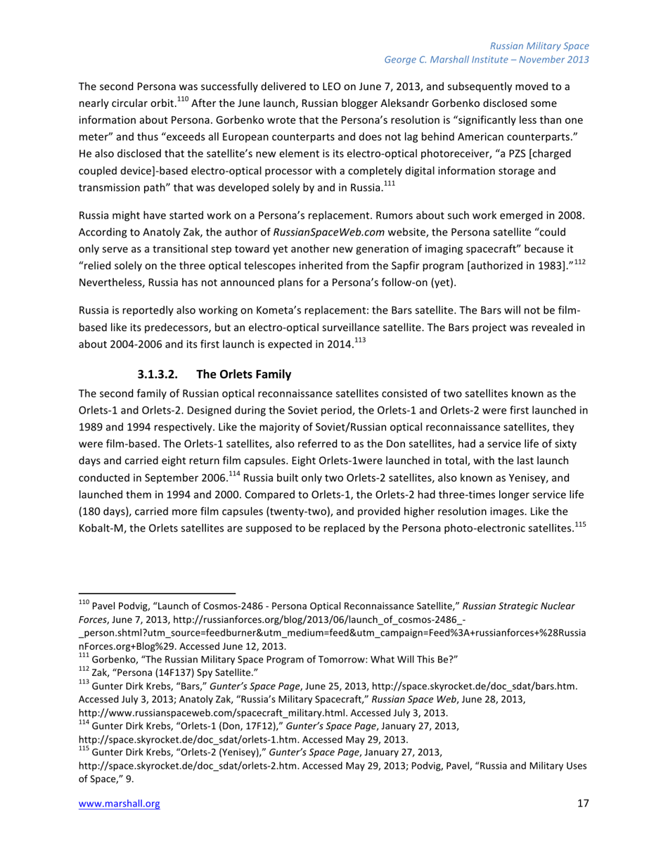 The Russian Federations Approach to Military Space and Its Military Space Capabilities - Jana Honkova, George C. Marshall Institute, Page 17