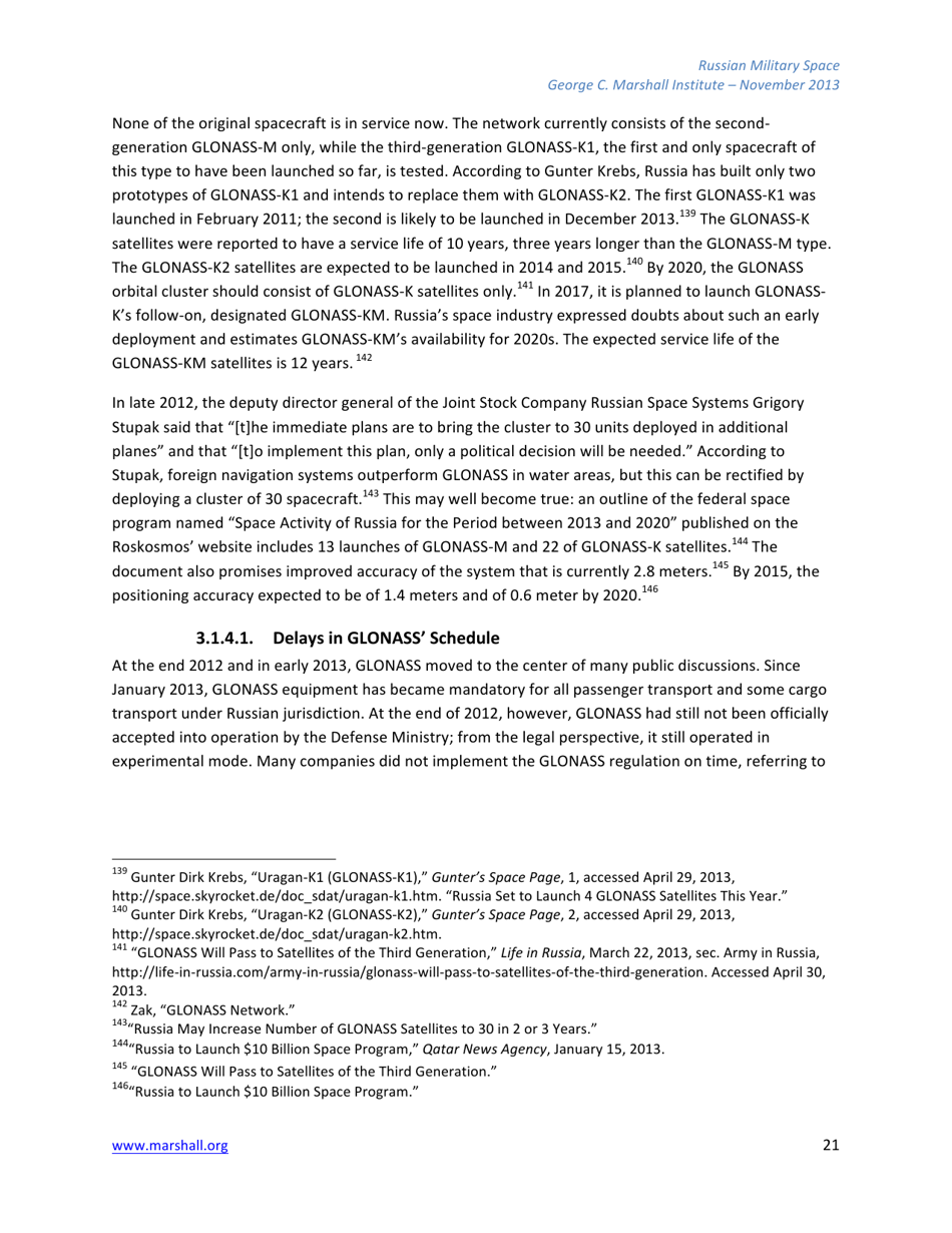 The Russian Federations Approach to Military Space and Its Military Space Capabilities - Jana Honkova, George C. Marshall Institute, Page 21