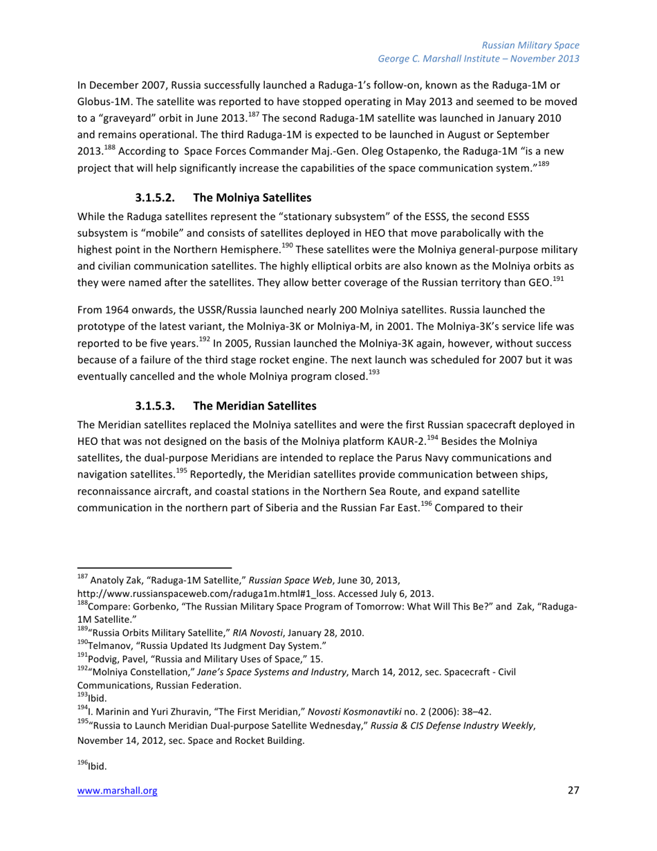 The Russian Federations Approach to Military Space and Its Military Space Capabilities - Jana Honkova, George C. Marshall Institute, Page 27