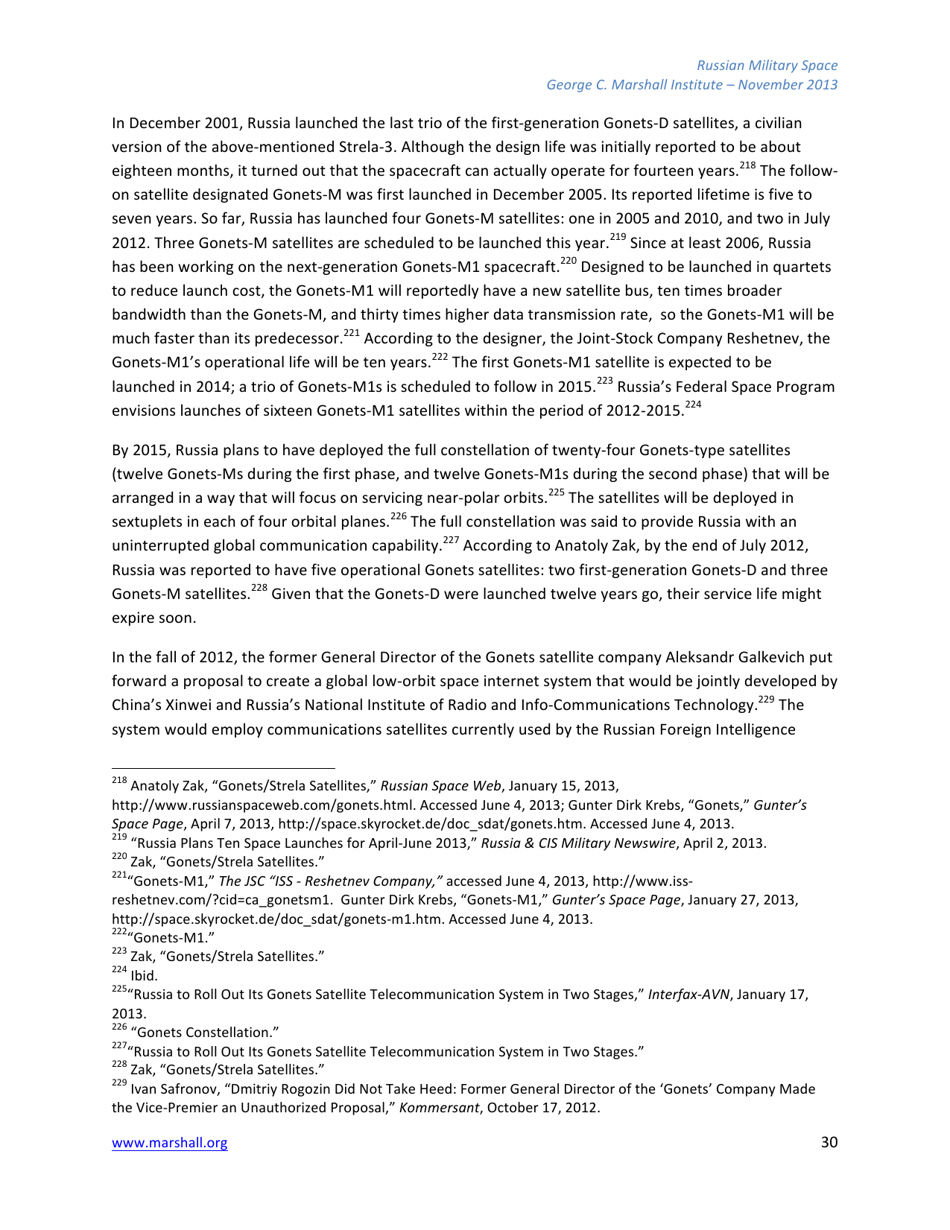 The Russian Federations Approach to Military Space and Its Military Space Capabilities - Jana Honkova, George C. Marshall Institute, Page 30