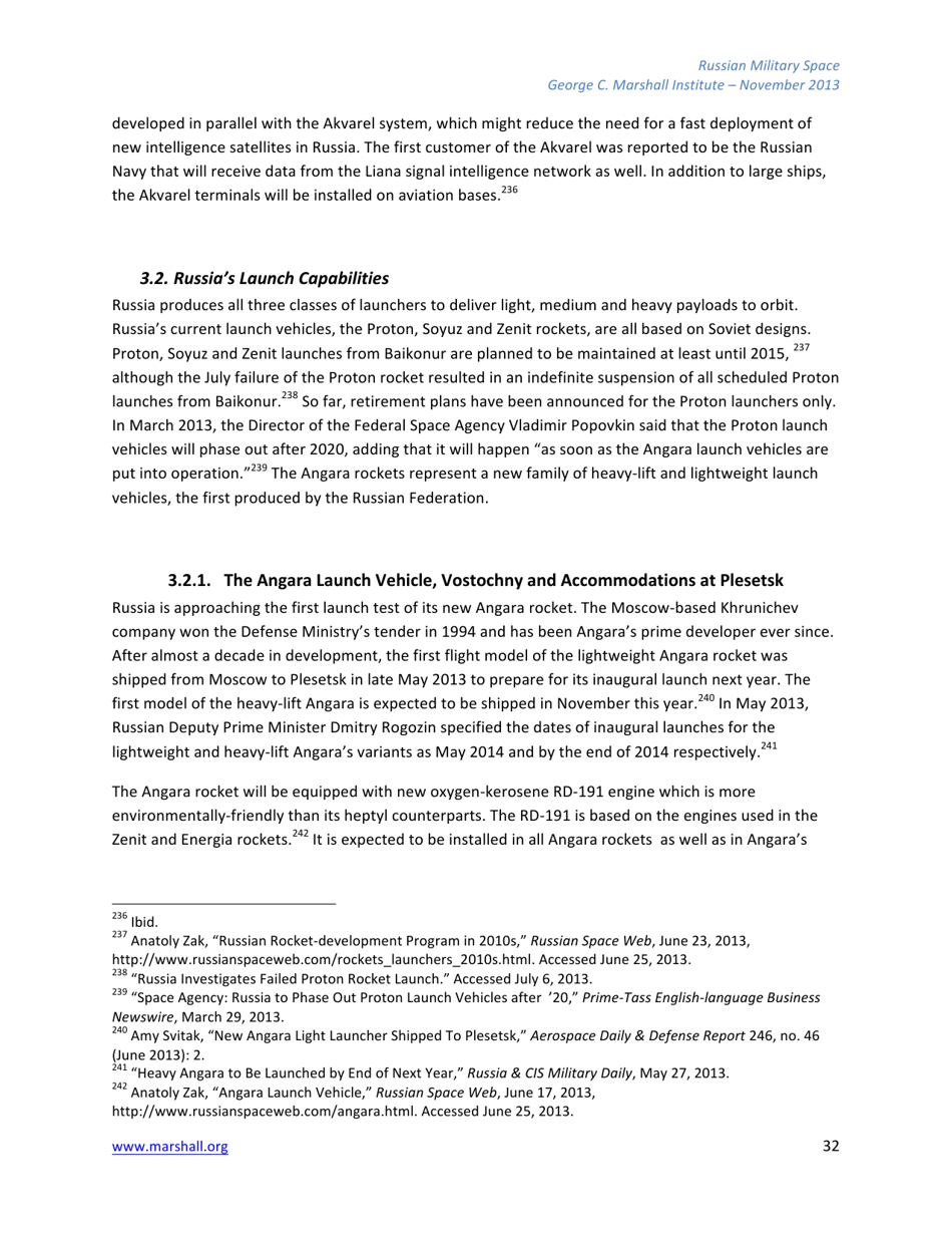 The Russian Federations Approach to Military Space and Its Military Space Capabilities - Jana Honkova, George C. Marshall Institute, Page 32