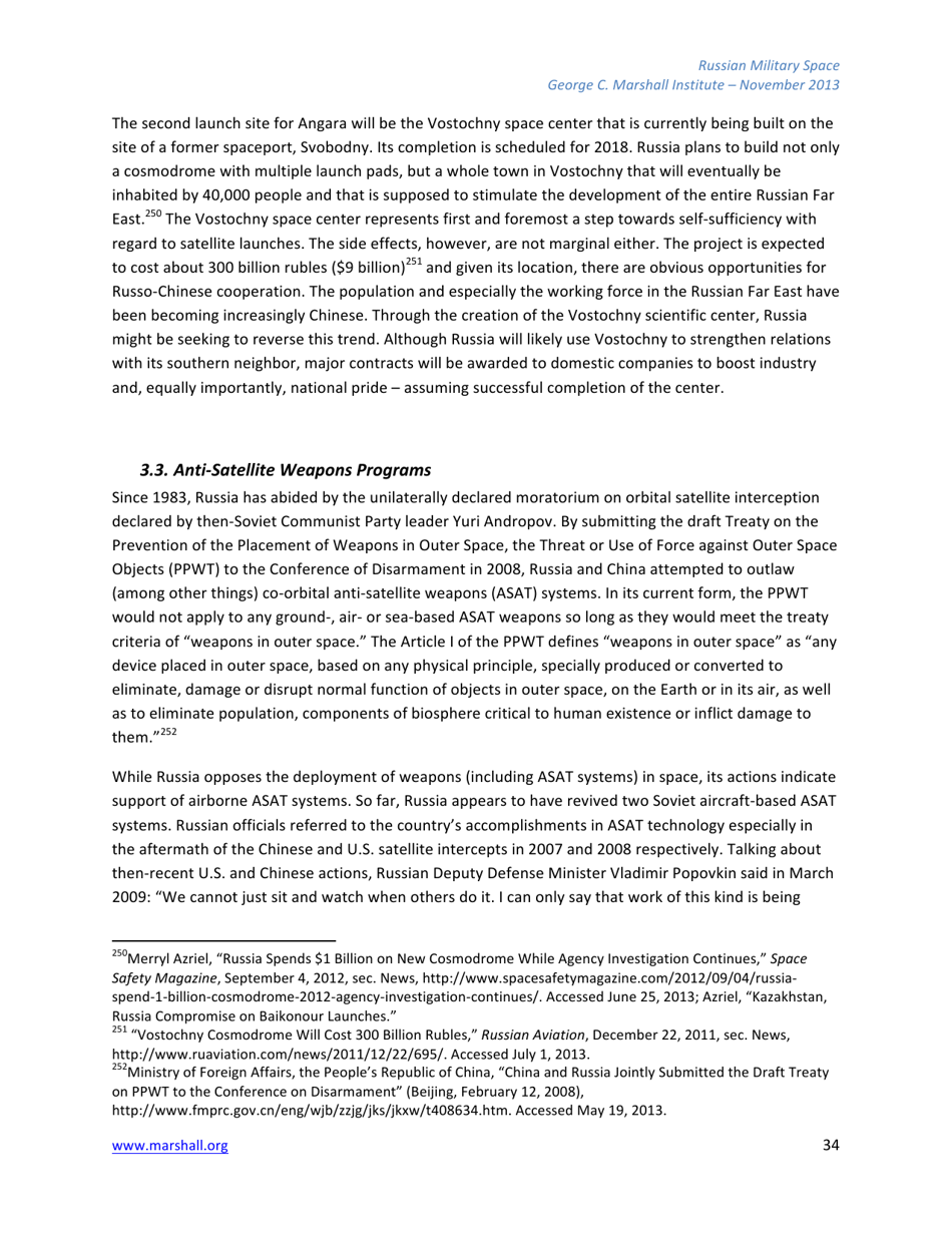The Russian Federations Approach to Military Space and Its Military Space Capabilities - Jana Honkova, George C. Marshall Institute, Page 34