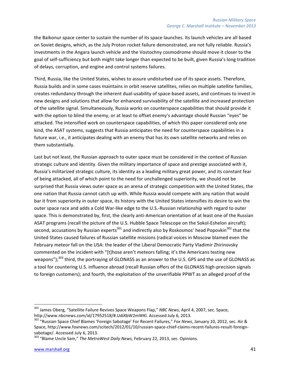 The Russian Federations Approach to Military Space and Its Military Space Capabilities - Jana Honkova, George C. Marshall Institute, Page 41
