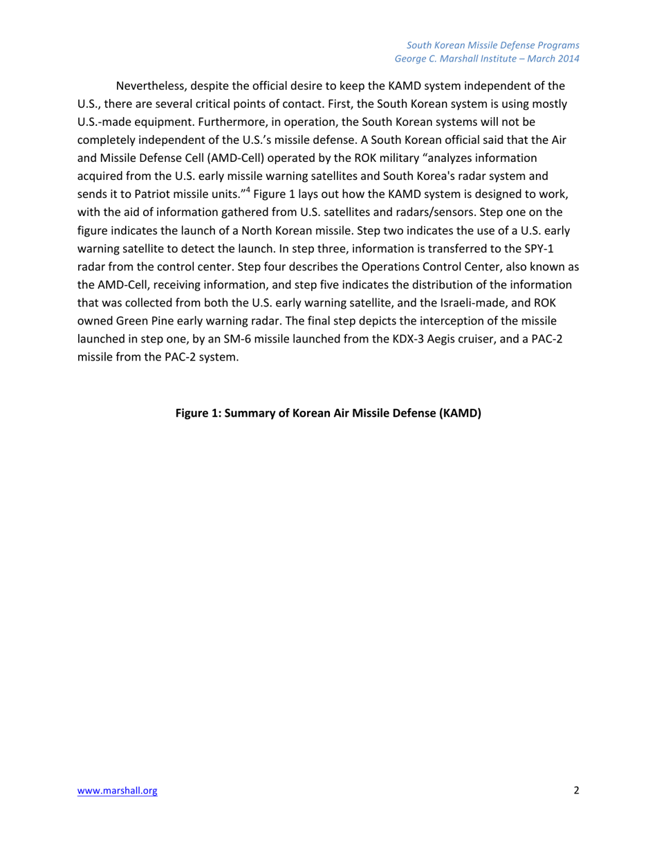 A Review of South Korean Missile Defense Programs - Karen Montague, George C. Marshall Institute, Page 2