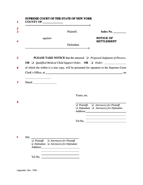 Notice of Settlement - New York Download Pdf