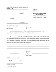 Document preview: Form UD-15 Affidavit of Service by Mail of Judgment of Divorce With Notice of Entry - New York